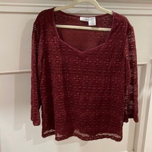 East 5th Maroon Lace Top - Size 1X